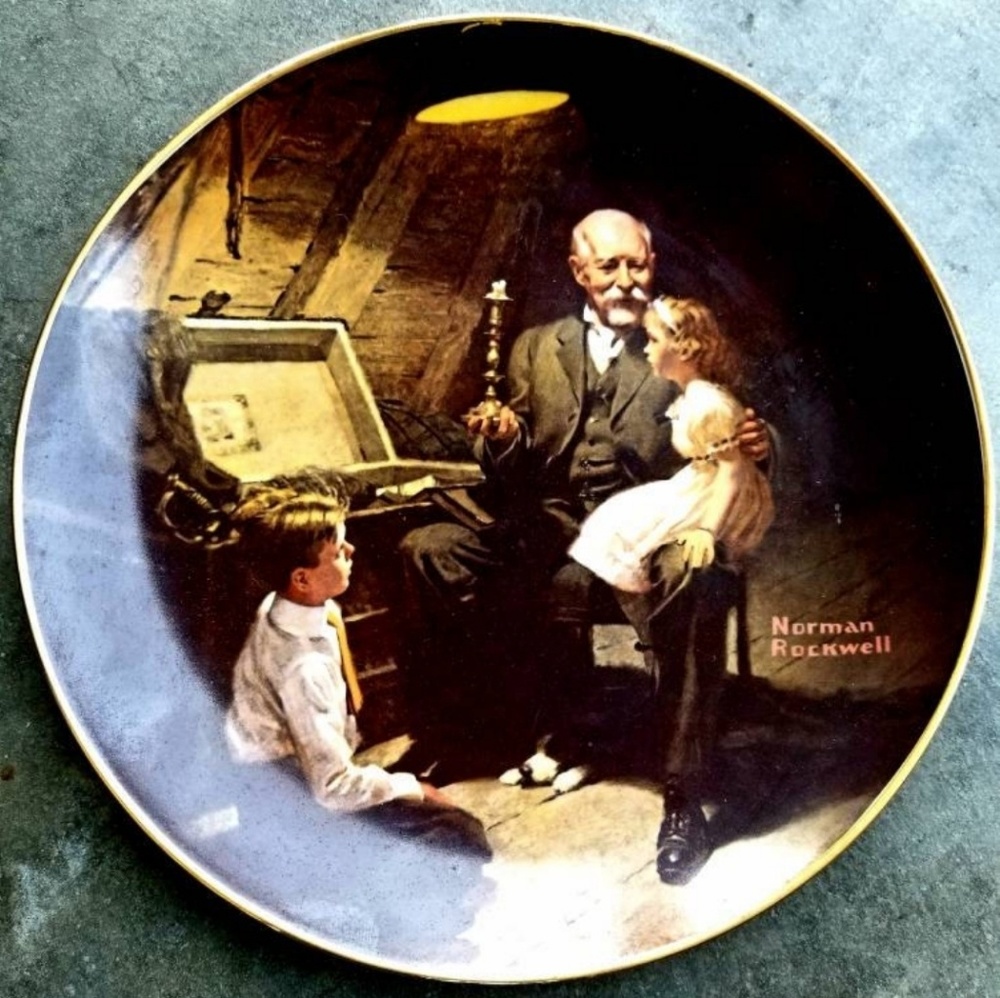 Vtg Grandpa's Treasure Chest Norman Rockwell Plate